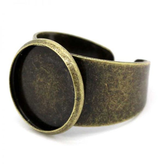 Ring Adjustable, blank casing, Antique Bronze,  (Fit 14mm), 10pcs