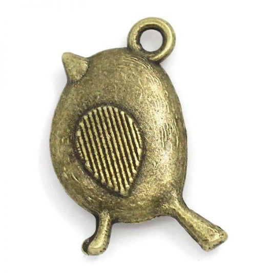 Antique Bronze Chick Charm Pendants 20x17mm, 50pcs