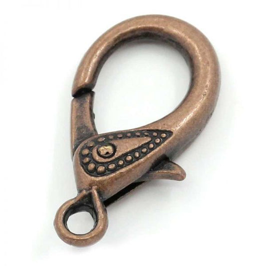 Antique Copper Lobster Clasp, 31x17mm, 10pcs