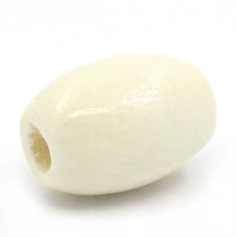 Wooden Beads Oval, 12x8mm, 300 pieces, Ivory (3mm hole)
