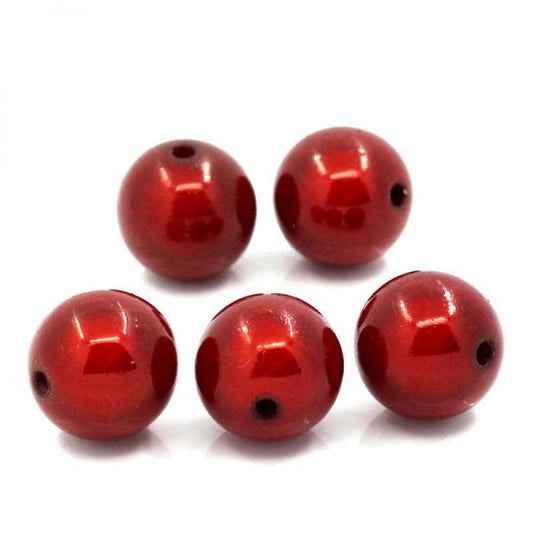 Bead, acrylic, red, 14mm round, Miracle Illusion, 30pcs