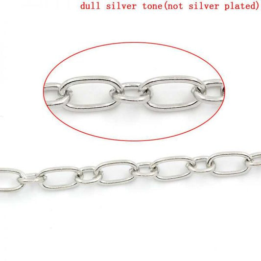 Antique Silver Link Chain Findings 7x4mm, 4x4mm, 10 metres