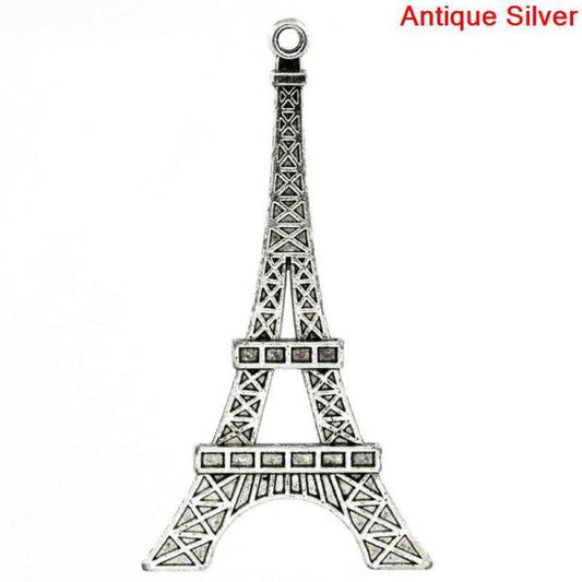 Antique Silver Eiffel Tower Paris, Charm Pendant, 6.9cmx3.6cm 10pcs  - Steampunk