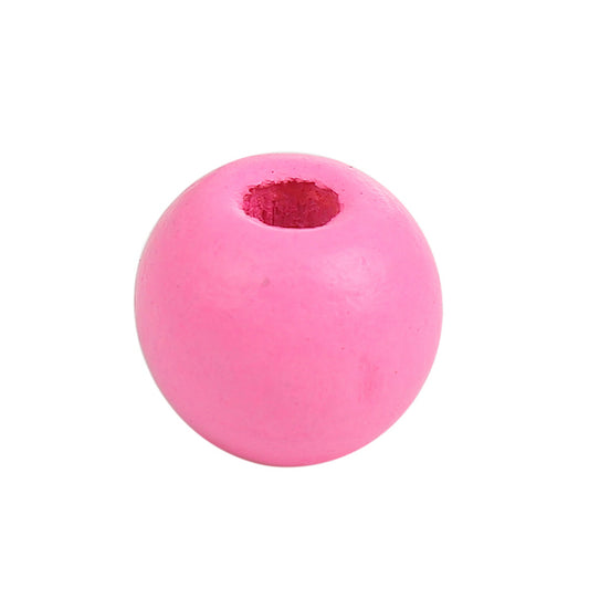 Wooden Beads Round, 10x9mm, Pink, 200pcs