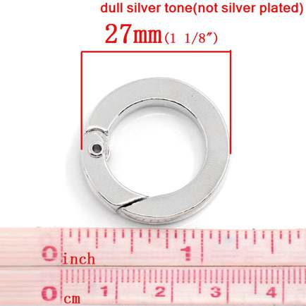 Antique Silver Key Rings Round 27mm Dia, 5PCs