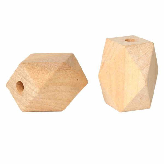 Wooden Beads Polygon, 26.5x20mm, 20 pieces, Raw (4.3mm hole)