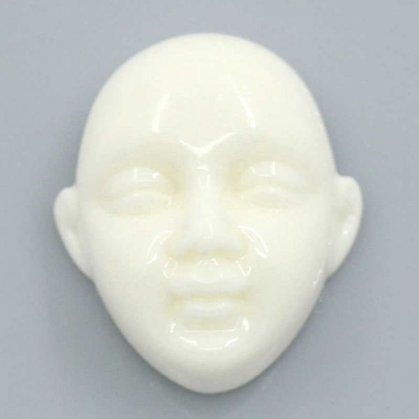 Resin, Human Face, off white 3D Cameo, 23 x 20mm, 2pc