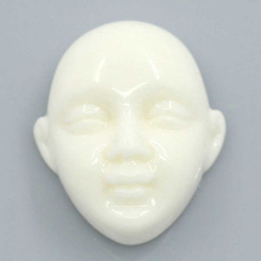 Resin, Human Face, off white 3D Cameo, 23 x 20mm, 2pc