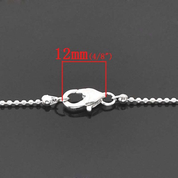 Silver Plated Ball Chain Lobster Clasp Necklace 50.9cm, 12pcs