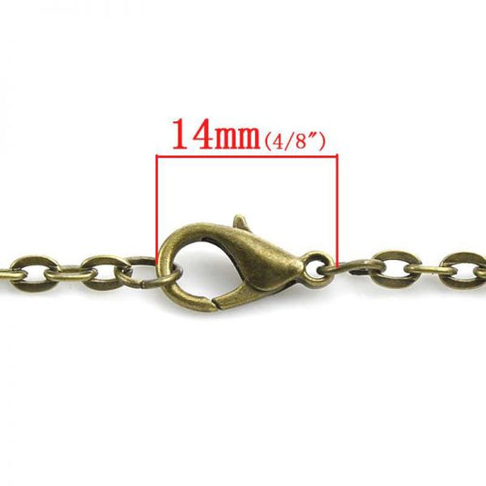 Antique Bronze Chain Lobster Clasp Necklace 76.2cm, 12pcs