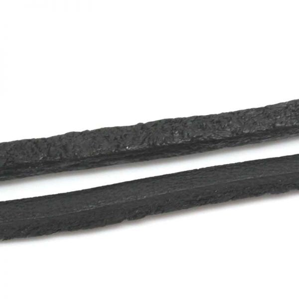 Leather Cowhide Cord, black 3x3mm, flat, 10 metres