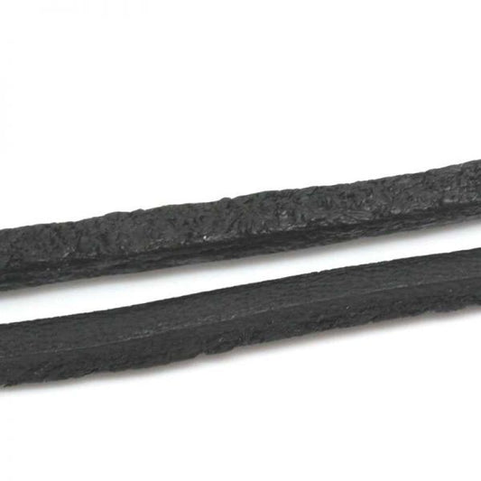 Leather Cowhide Cord, black 3x3mm, flat, 10 metres