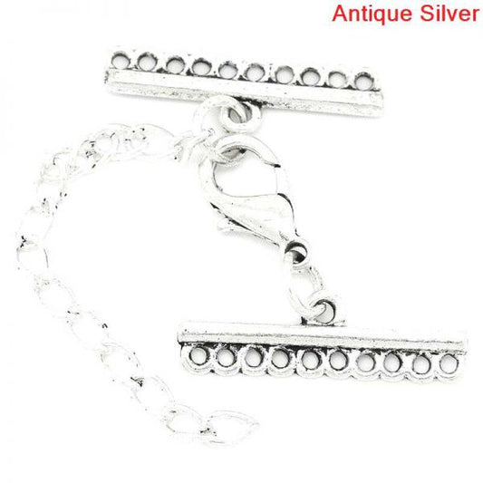 Antique Silver Plate, Ornate Connectors 1 to 10, 84x25mm, 10 sets