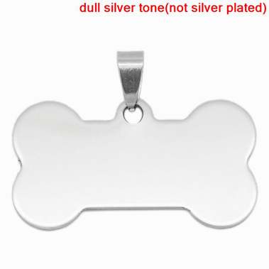 Antique Silver Stainless Steel Blanks for Stamping, Dog Bone Charm, 10pcs