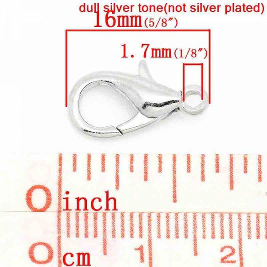 Antique Silver Lobster Clasps 9x16mm, 50pcs
