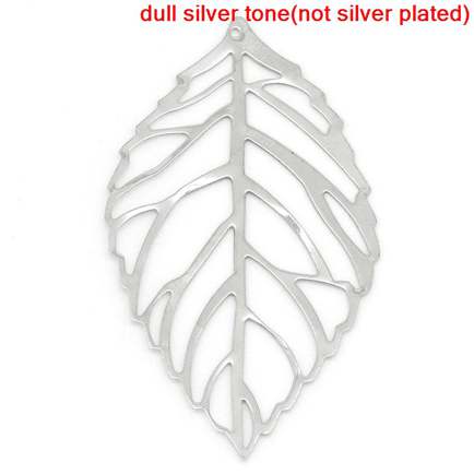 Antique Silver Leaf Stampings, 5.4x3.1cm, 100pcs