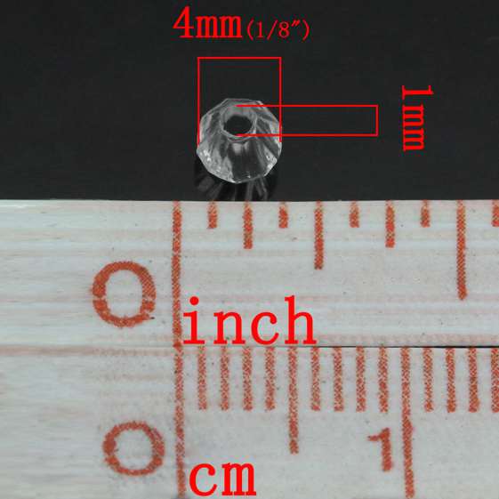 Acrylic Beads Bicone Clear Faceted 4x4mm, 5000pcs