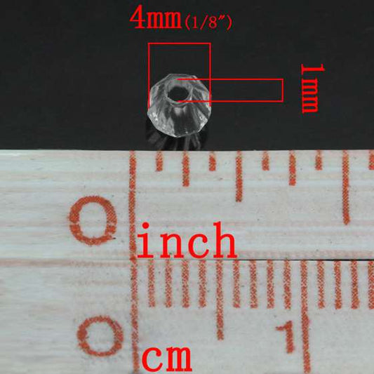 Acrylic Beads Bicone Clear Faceted 4x4mm, 5000pcs