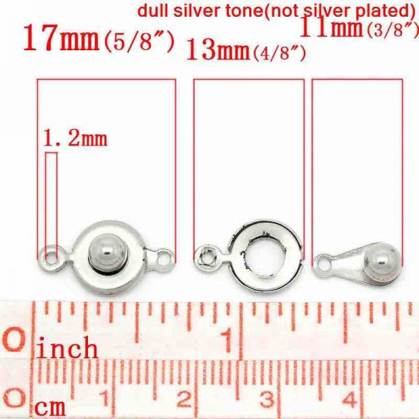 Antique Silver, Snap Clasps, 17x 9mm, 50pcs