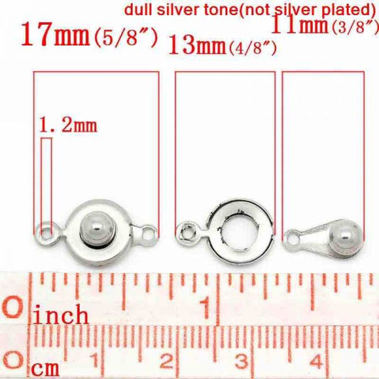 Antique Silver, Snap Clasps, 17x 9mm, 50pcs