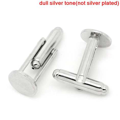 Antique Silver, Cuff Links, 10mm pad for glueing on Cab's, 5 pairs