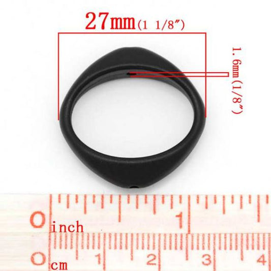 Acrylic Beads Rhombus Black hollow, 27x27mm, 100pcs