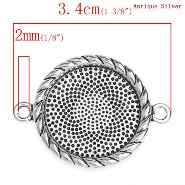 Antique Silver Frame Settings 34x25mm, (fits 20mm Dia) 20pcs - connectors