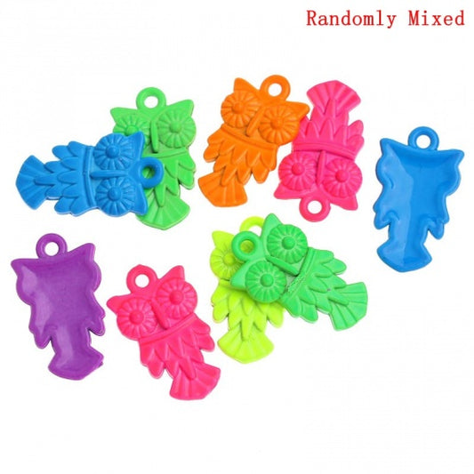 Owl Charm Pendants Mixed Colours 20 x 11mm, 30 pcs
