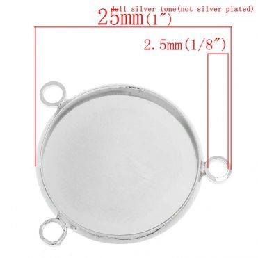 Antique Silver Connectors Round Setting (Fits 20mm Dia) 25mm x 22mm, 20PCs