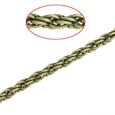 Antique Bronze Braided Chain, 6.5x4.5mm, 3 metres