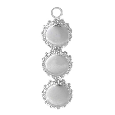 Antique Silver Pendant Blank Round Setting, 30x9mm 20pcs - fits 8mm dis
