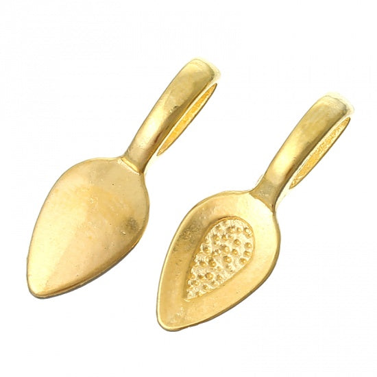 Gold Plate, Bail 21 x 8mm, leaf shape, glue on pendants  200pcs