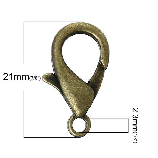 Antique Bronze Lobster Clasp 21 x12mm, 50 pcs