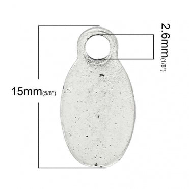 Antique Silver Charms Oval 15mm x 8mm,100PCs - FAULTY plating