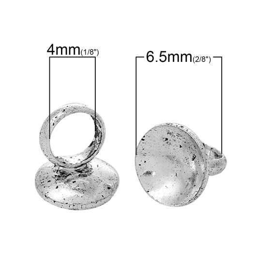 Antique Silver Bails, Cap Shaped 6.5 x 6mm, Bag of 50 pcs