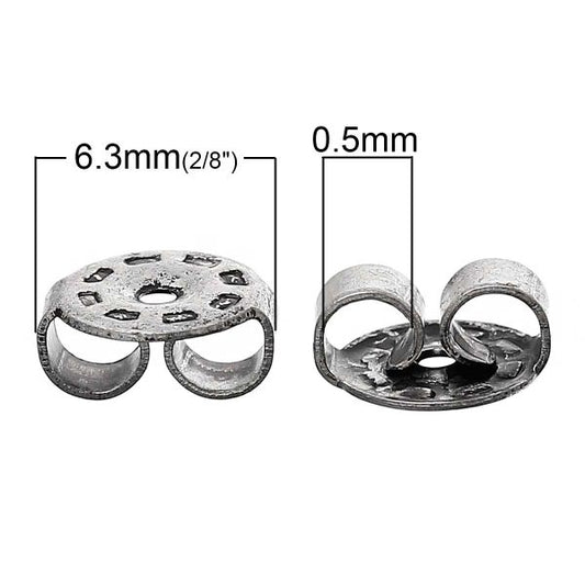 Antique Silver, Earring Back Stoppers, 500pcs - bulk Earnuts