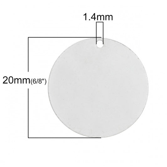 Antique Silver Blanks for Stamping, Round 20mm Charm, 30pcs