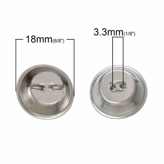 Antique Silver Metal Button Setting, fits 20 -25mm, 18mm dia. 50pcs