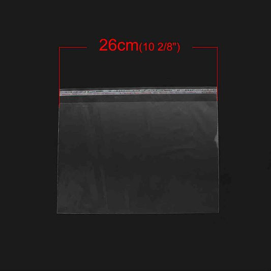 Self Adhesive Seal Plastic Cello Bags 26x21cm (Usable Space 26x24cm), 50pcs