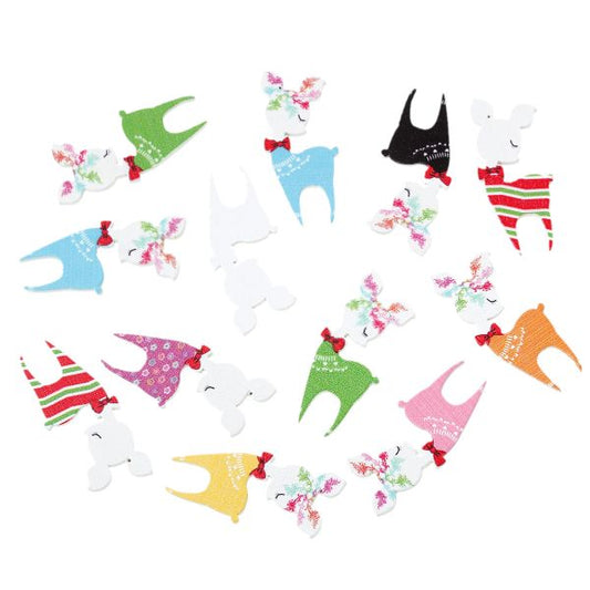 Wooden Cuts, Deer with Bow, 4.2cm x 1.9cm 10 pcs,