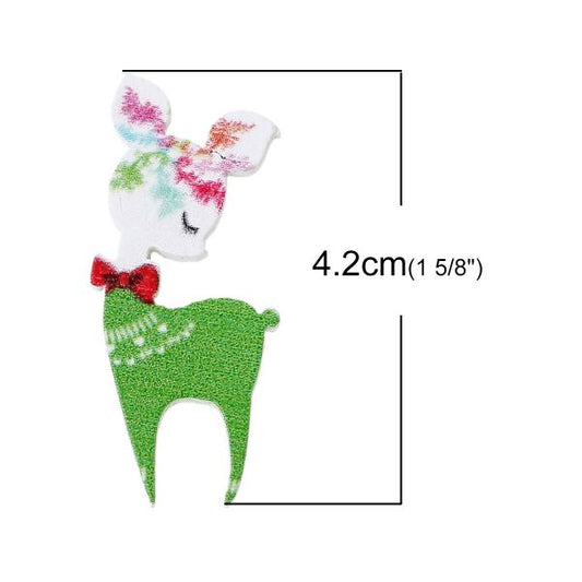 Wooden Cuts, Deer with Bow, 4.2cm x 1.9cm 10 pcs,