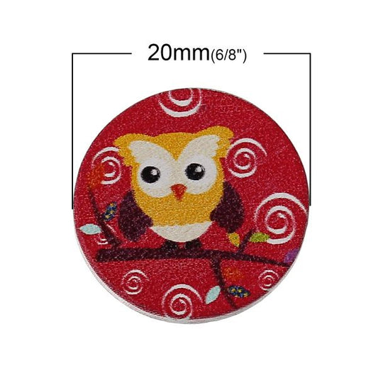 Wooden Cuts, Owl, 2.cm 10 pcs,
