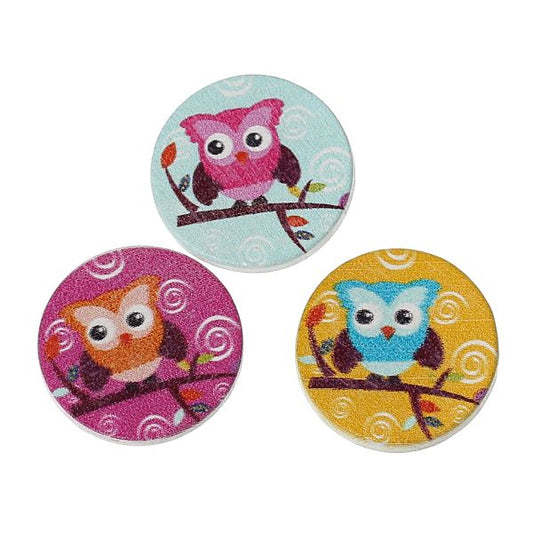 Wooden Cuts, Owl, 2.cm 10 pcs,