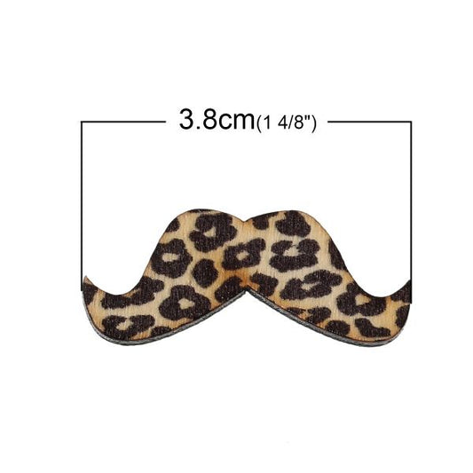 Wooden Cuts, Moustache, 3.8cm x 1.5cm, 10 pcs
