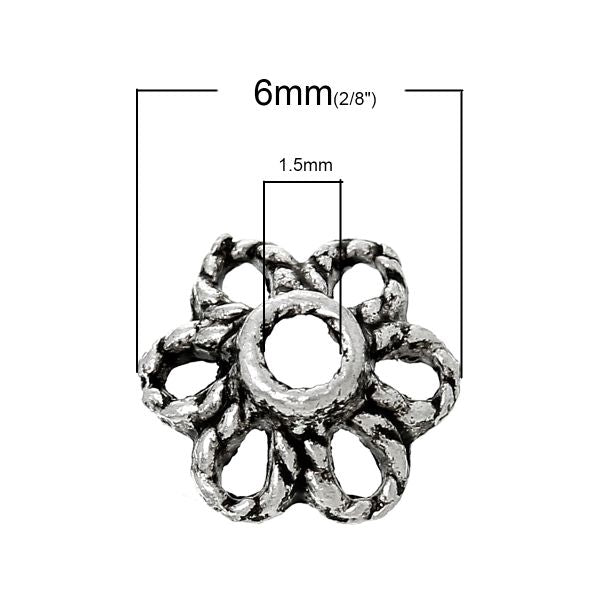 Antique Silver Bead Caps,  6mm,(fits 6mm bead) 1,000pcs BULK