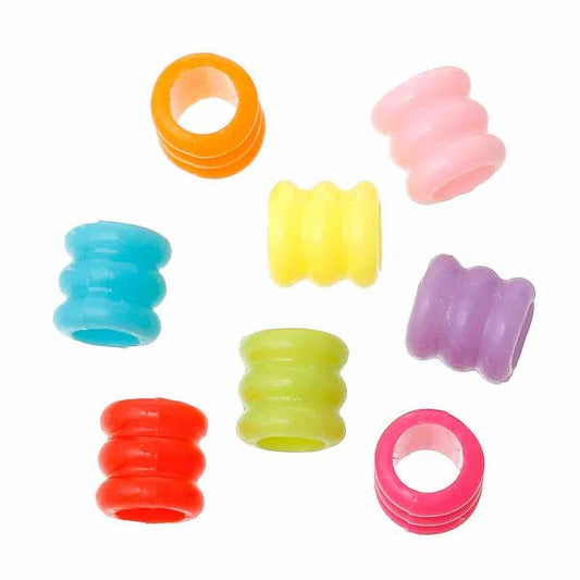 Acrylic Beads, Cylinder Shape, Mixed, 7 x 7mm, 1000pcs