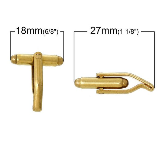 Light Gold Plated Cuff Link, 27.0mm x 7.0mm, 10 pairs
