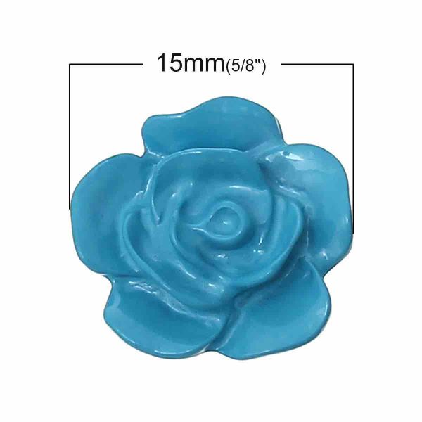 Metal Enamel Flowers, Blue, 15.0mm x 15.0mm, 10 PCs