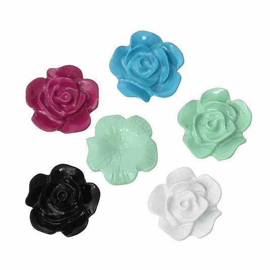Metal Enamel Flowers, Mixed, 15.0mm x 15.0mm, 50 PCs