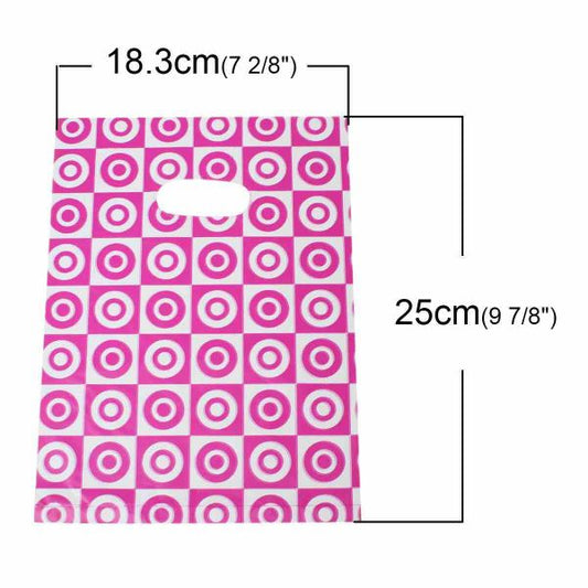 Shopping Bags, Plastic, Rectangle, Fuchsia, 25 x 18cm, 100pcs